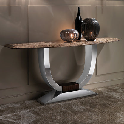 Italian Designer Brown Marble Console