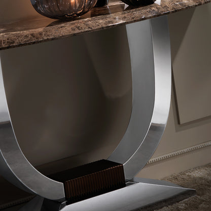 Italian Designer Brown Marble Console