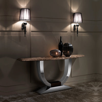 Italian Designer Brown Marble Console