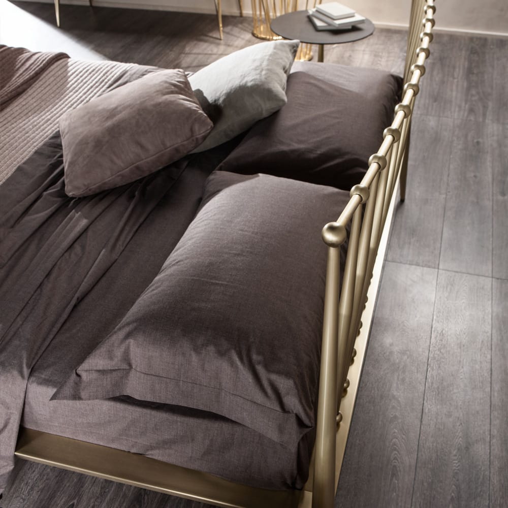 Italian Designer Brushed Brass Contemporary Bed