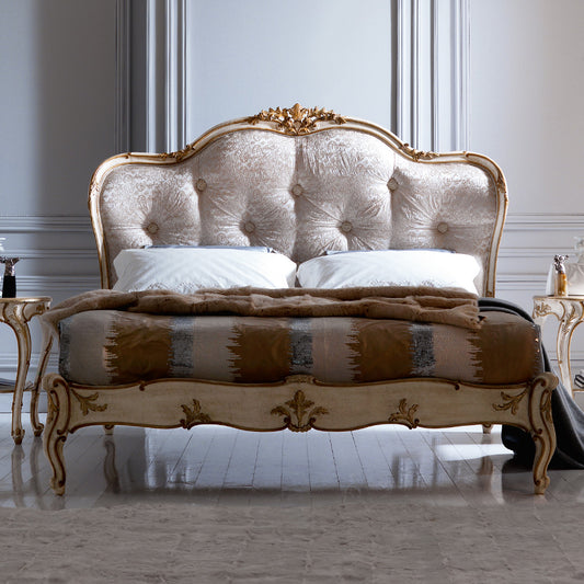 Italian Designer Button Upholstered Winged Bed