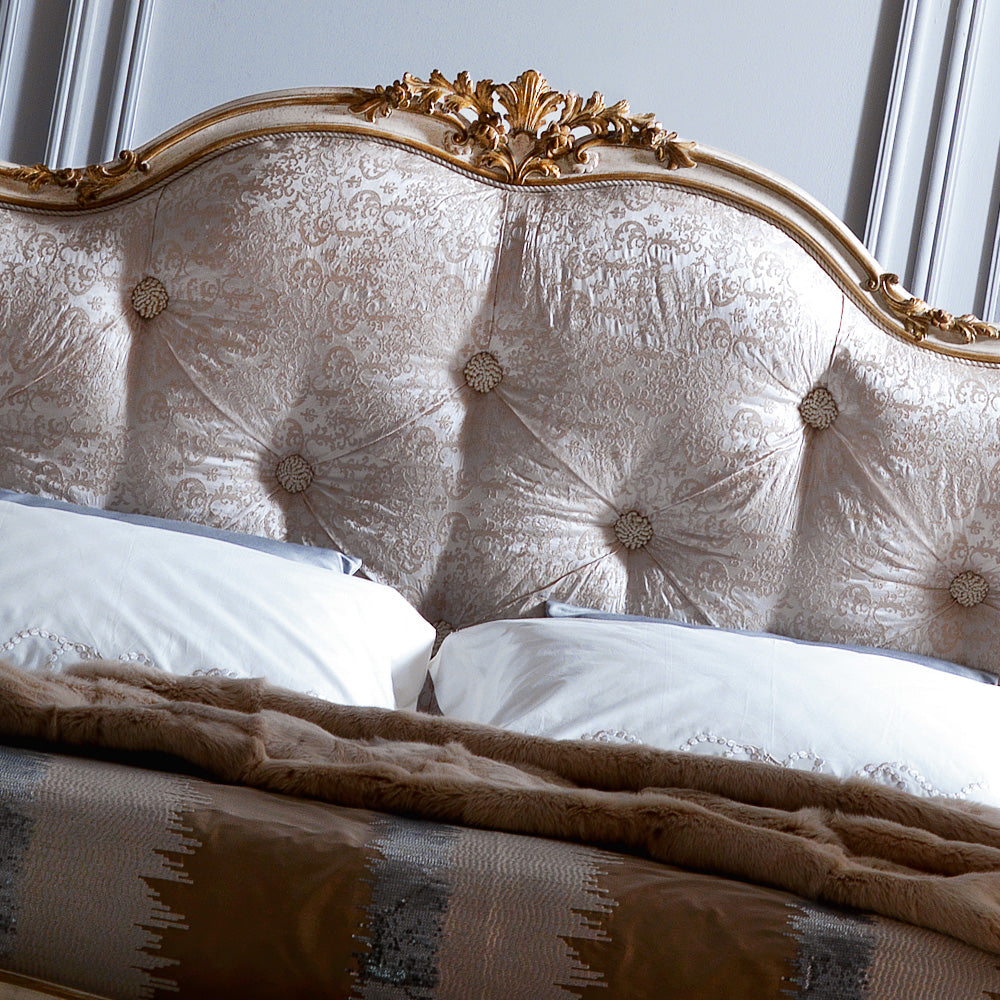 Italian Designer Button Upholstered Winged Bed