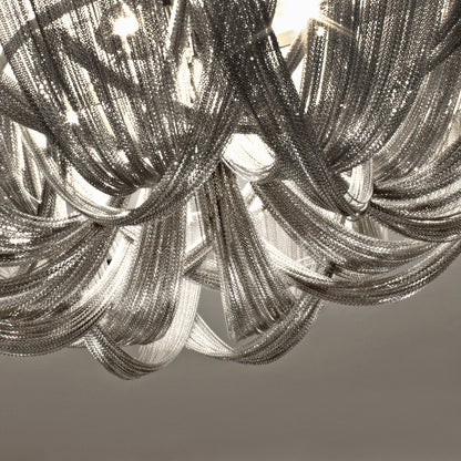 Italian Designer Silver Chain Ceiling Light