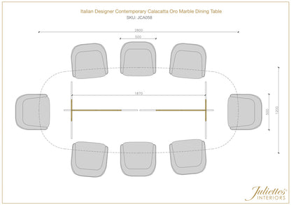 Italian Designer Contemporary Calacatta Oro Marble Dining Table