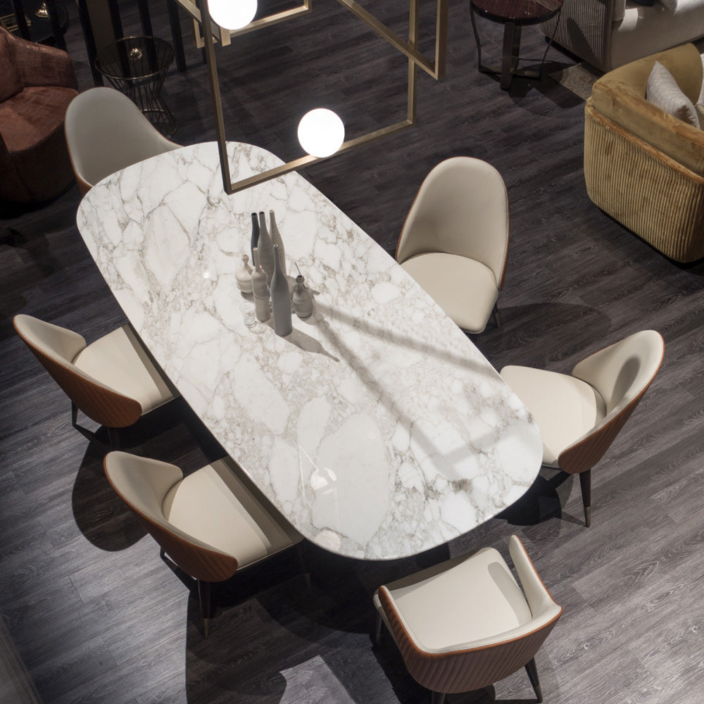 Contemporary Marble 6 Seat Dining Set