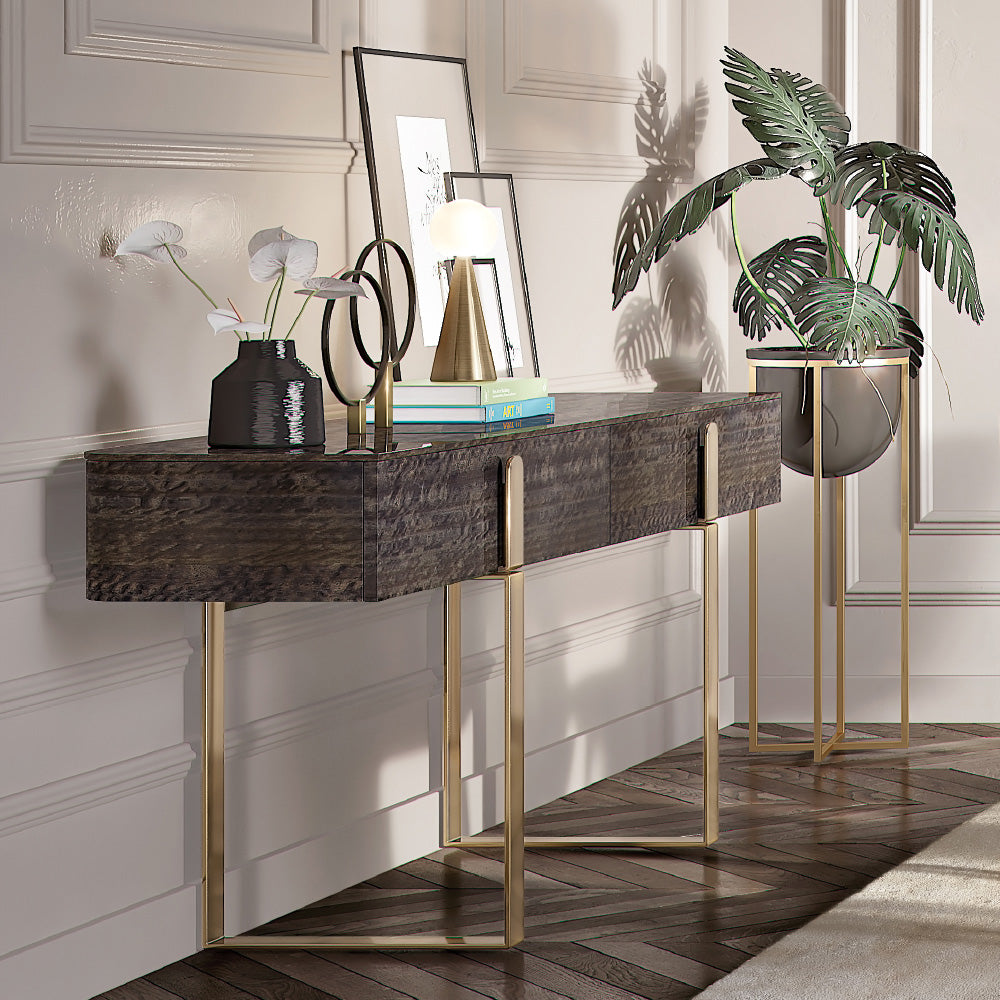 Italian Designer Contemporary Veneered Console Table