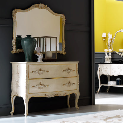 Italian Designer Decorative Chest of Drawers and Mirror Set