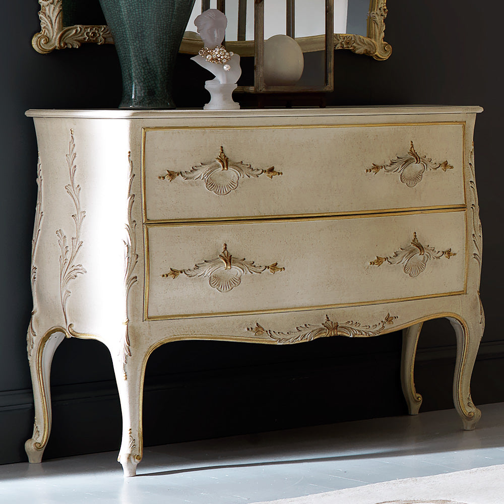 Italian Designer Decorative Chest of Drawers and Mirror Set