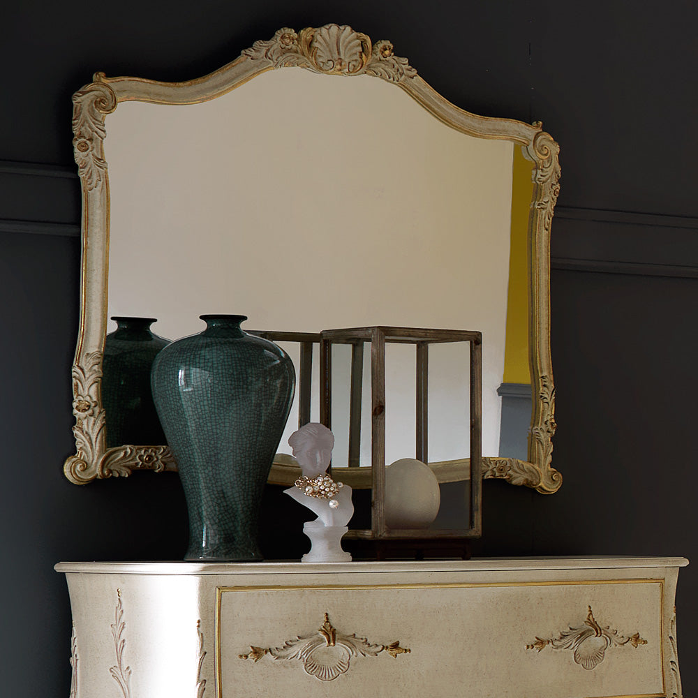 Italian Designer Decorative Chest of Drawers and Mirror Set