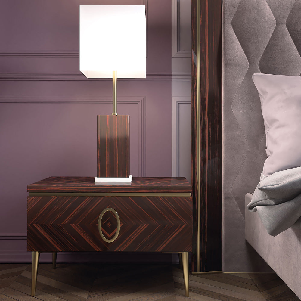 Italian Designer Ebony Veneered Modern Bedside Cabinet