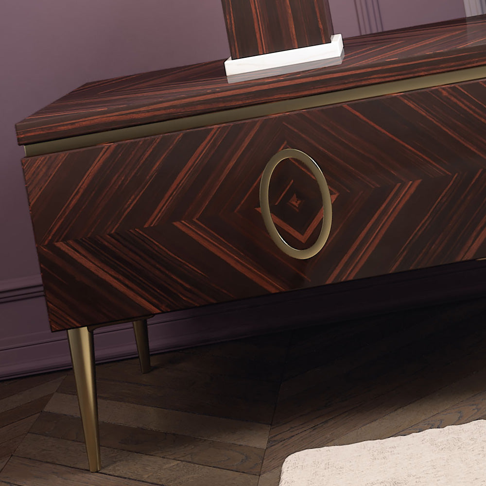 Italian Designer Ebony Veneered Modern Bedside Cabinet