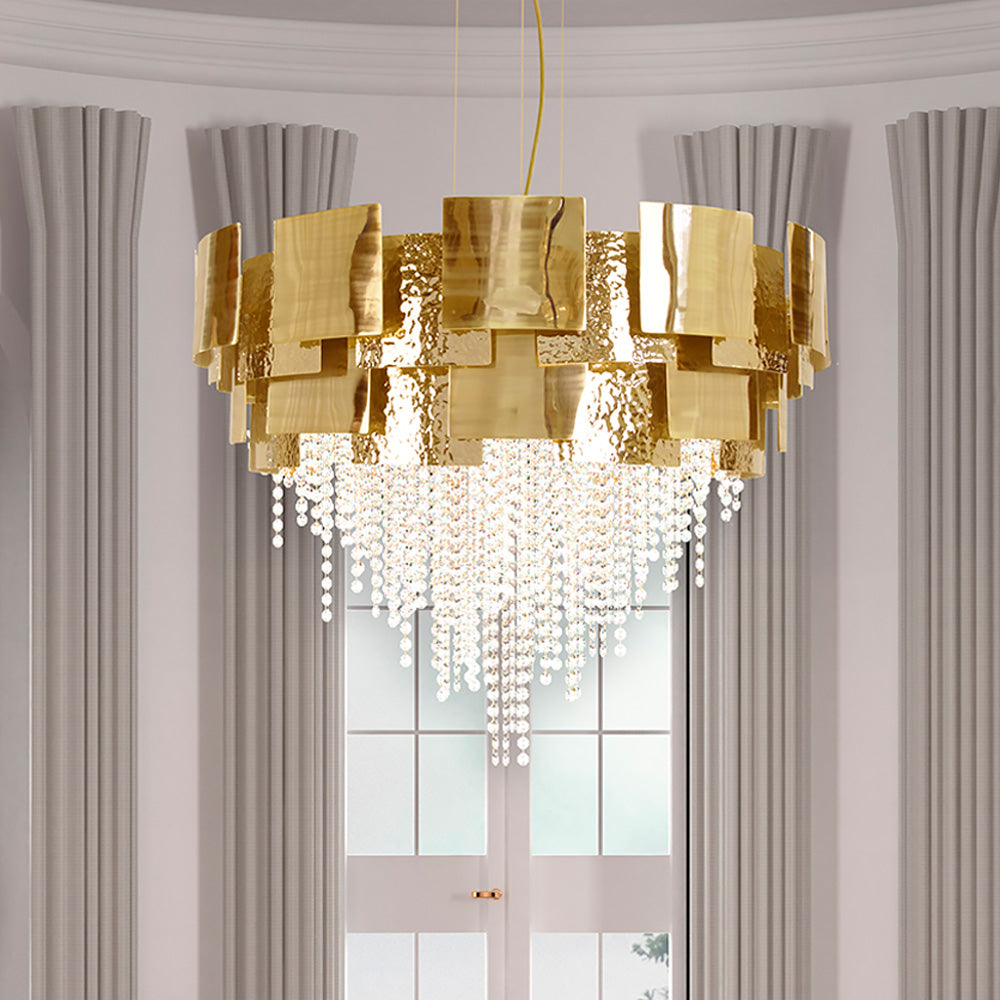 Designer Gold Plated Crystal Chandelier