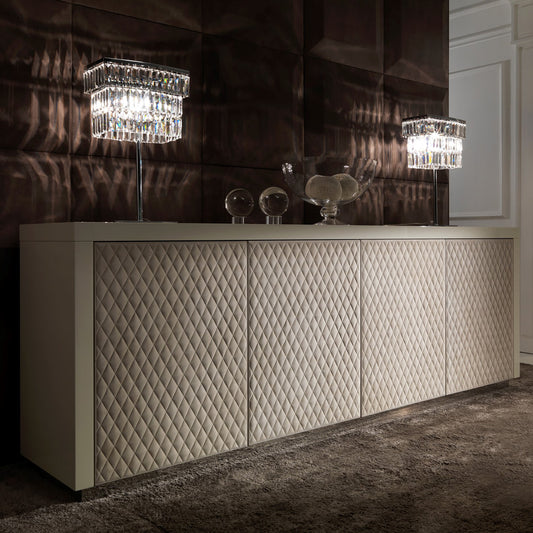 Italian Designer Lacquered Quilted Leather Sideboard