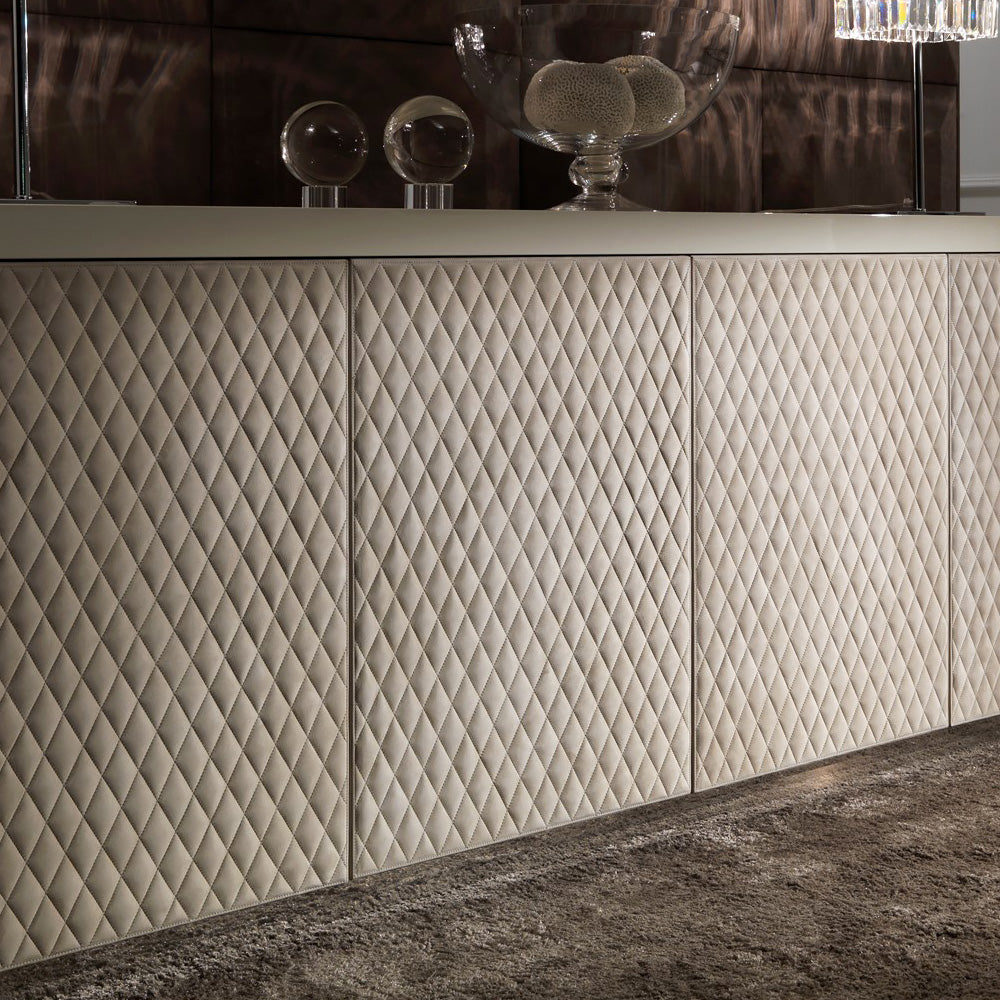 Italian Designer Lacquered Quilted Leather Sideboard