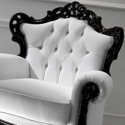 Italian Designer Leather Baroque Reproduction Armchair