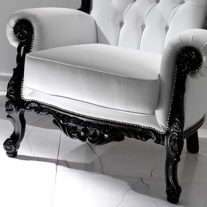 Italian Designer Leather Baroque Reproduction Armchair