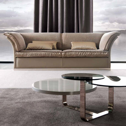 Italian Designer Leather Button Upholstered Sofa