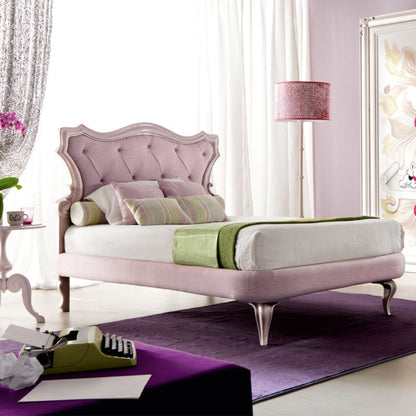 Italian Designer Pink Button Upholstered Single Luxury Bed