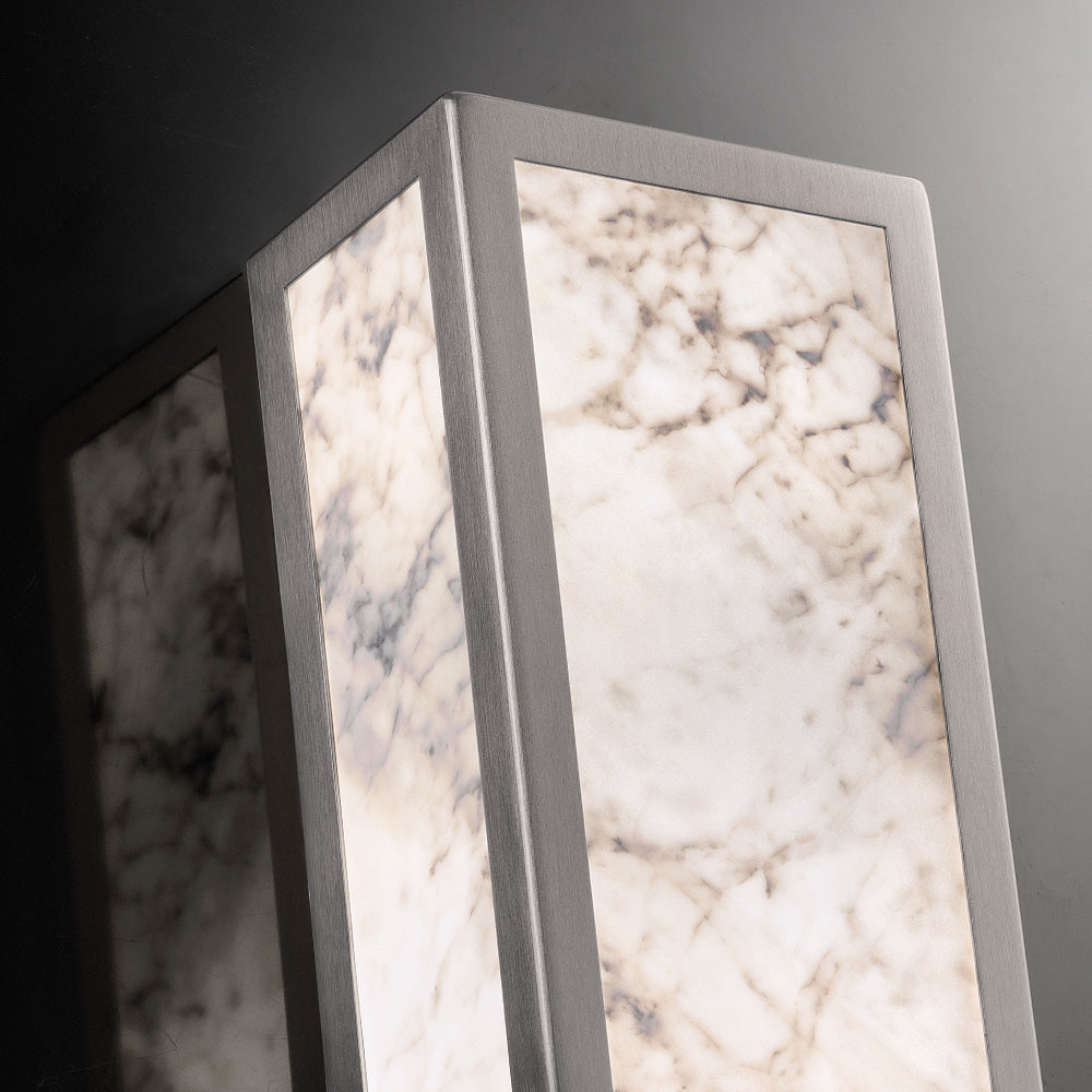 Italian Designer Rectangular Marble Wall Light With Crystal Pendants