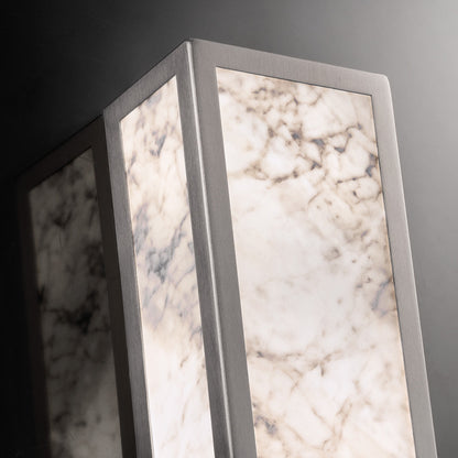 Italian Designer Rectangular Marble Wall Light With Crystal Pendants