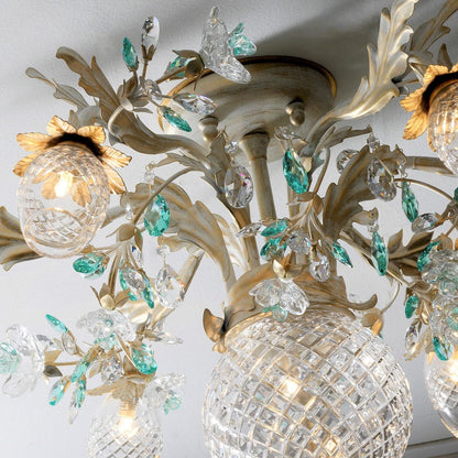 Italian Designer Crystal Florentine Style Ceiling Light