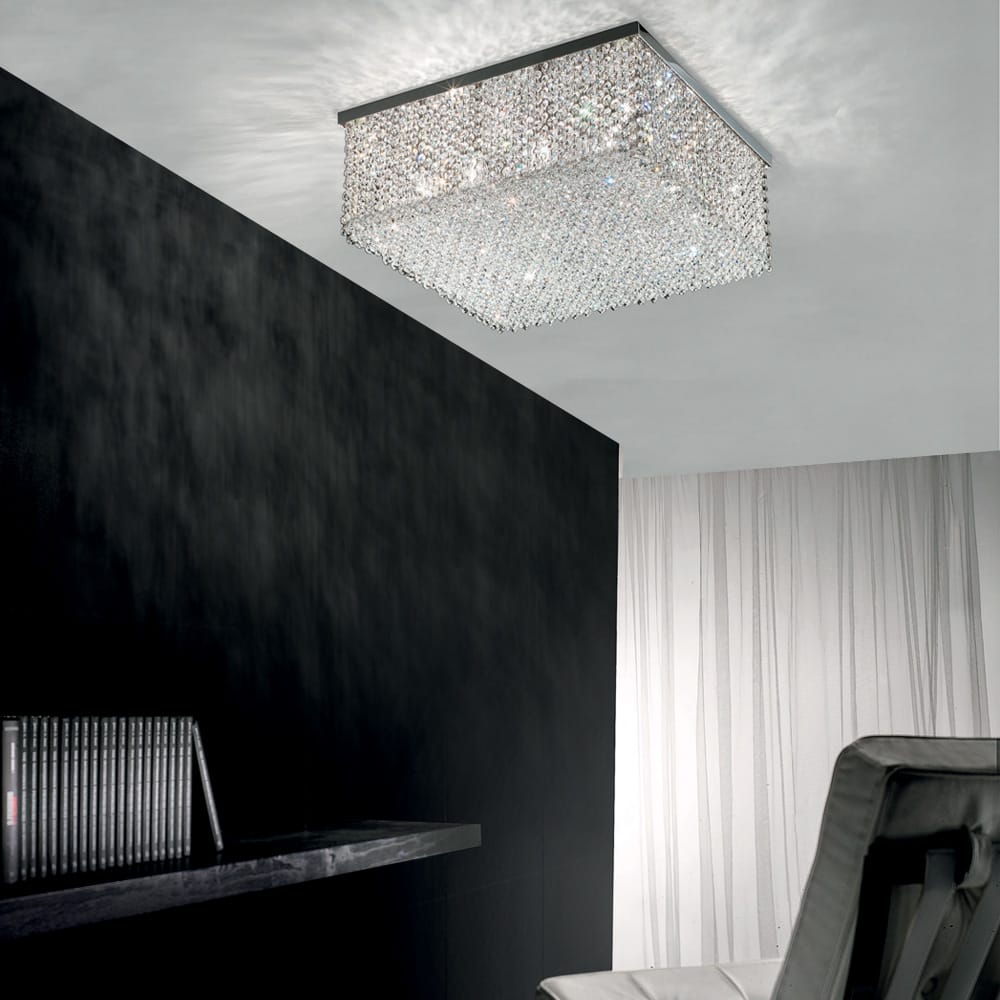 Italian Designer Crystal Square Contemporary Ceiling Light