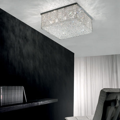 Italian Designer Crystal Square Contemporary Ceiling Light
