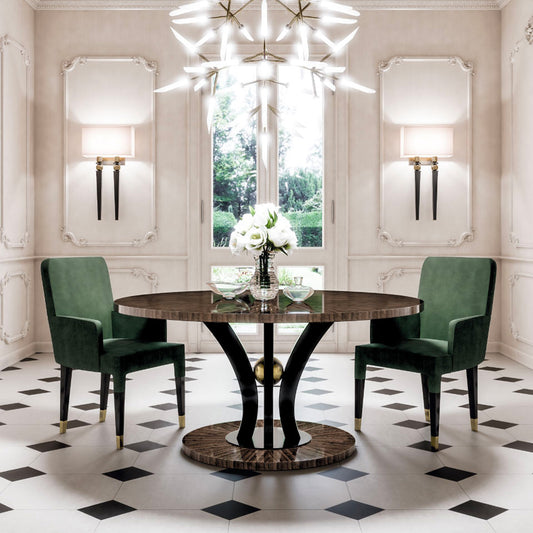 Italian Designer Veneered Round Dining Set