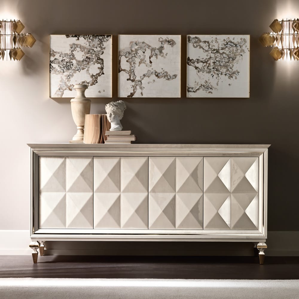 Italian Diamond Design Mother of Pearl Sideboard