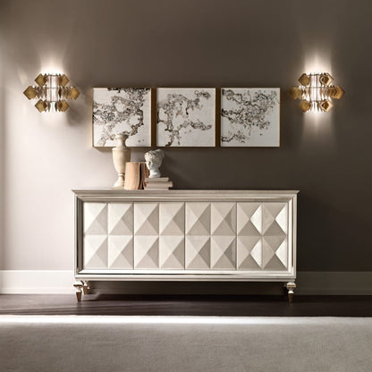 Italian Diamond Design Mother of Pearl Sideboard