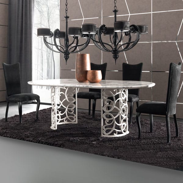 Italian Double Pedestal Iron Marble Dining Table