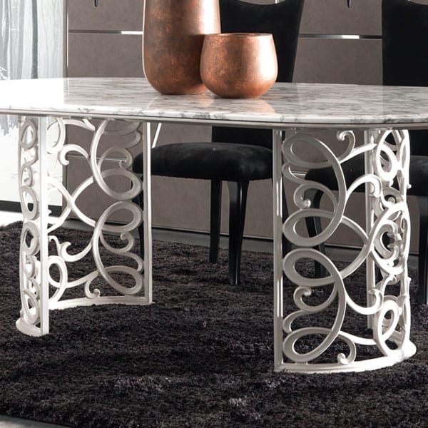 Italian Double Pedestal Iron Marble Dining Table