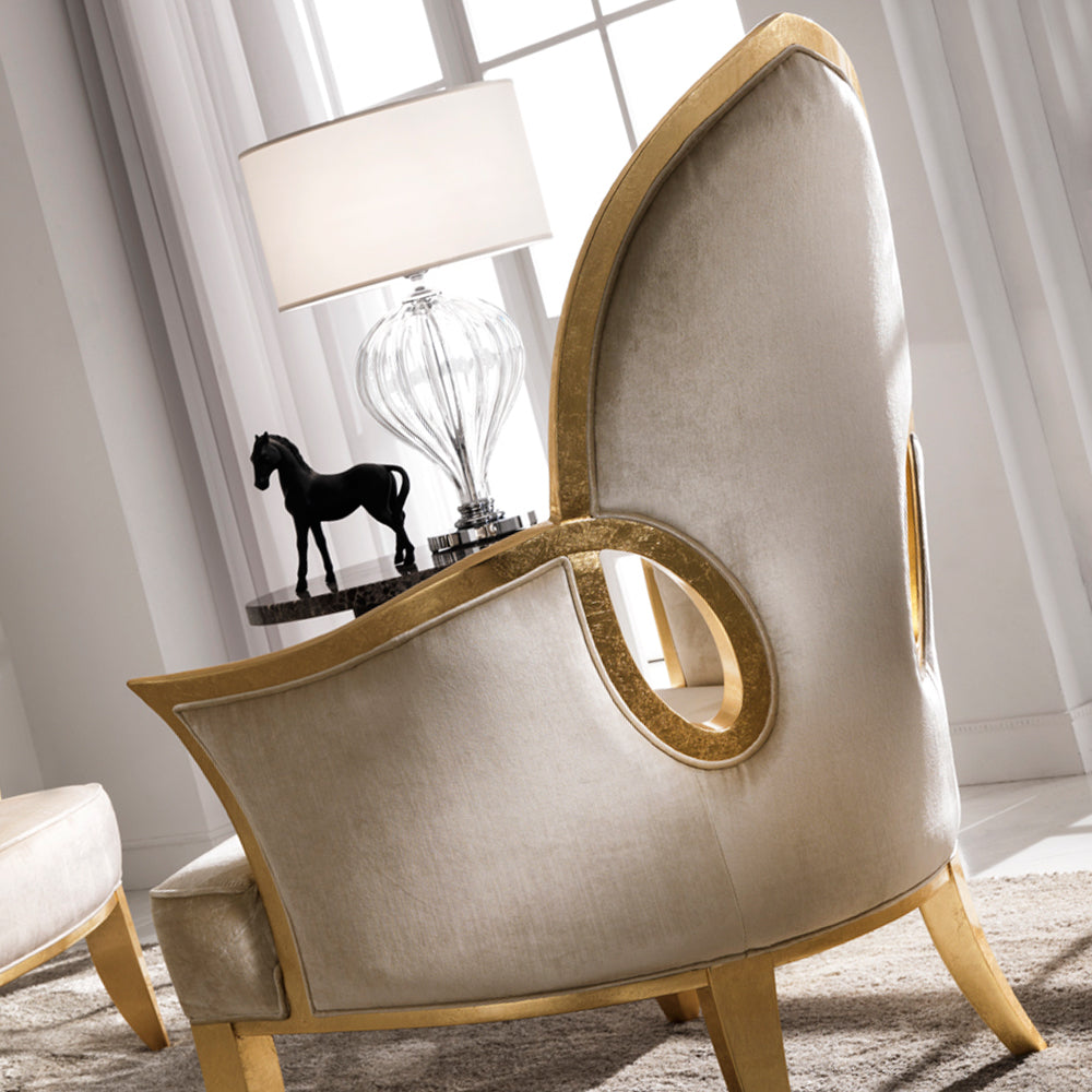 Italian Gold Leaf Upholstered Occasional Chair