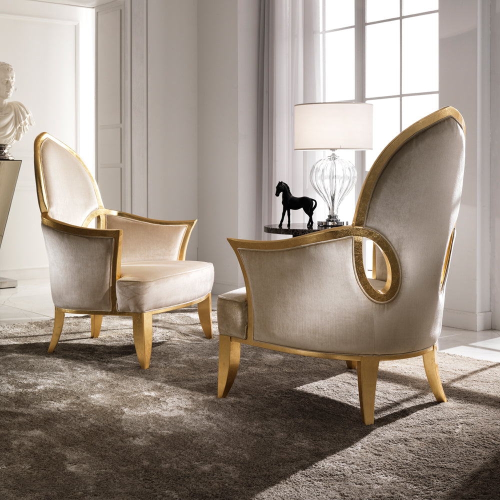 Italian Gold Leaf Upholstered Occasional Chair