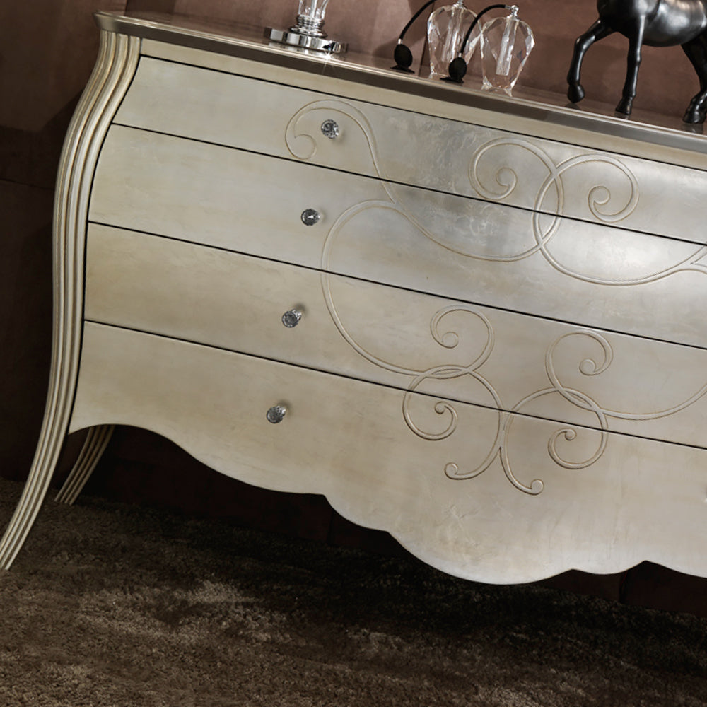 Italian High End Silver Leaf Chest of Drawers