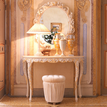 Designer Italian Ivory and Gold Console Table