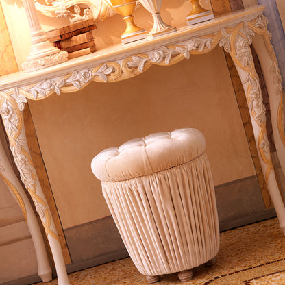 Italian Ivory and Gold Console Table and Mirror Set