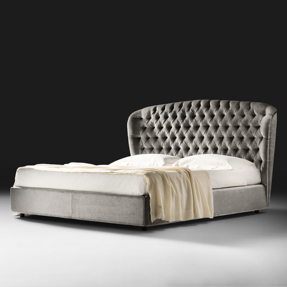 Designer Velvet Button Upholstered Luxury Bed