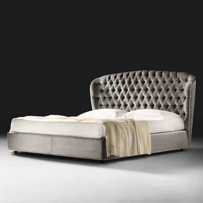 Designer Velvet Button Upholstered Luxury Bed