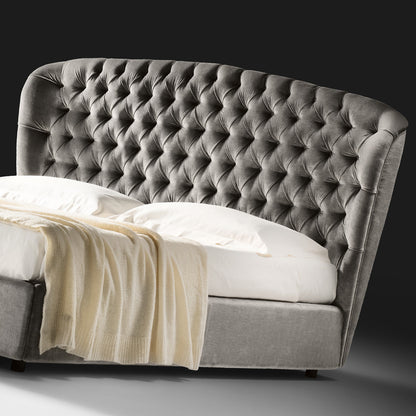 Designer Velvet Button Upholstered Luxury Bed