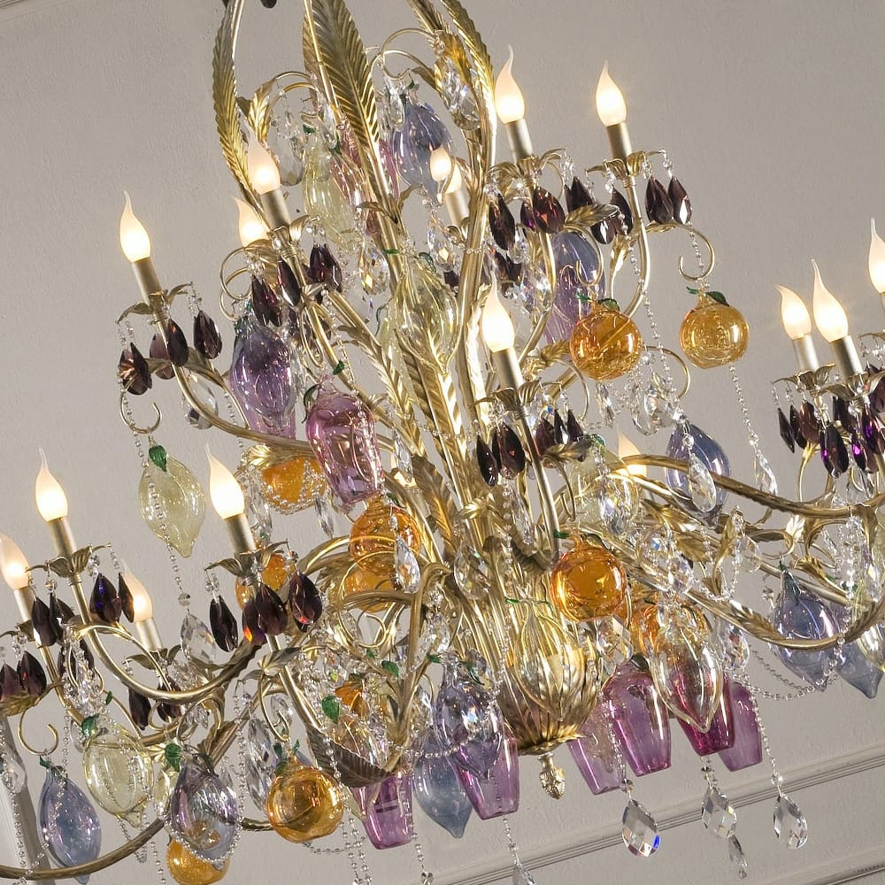 Italian Murano Glass Fruit And Bohemian Crystal Chandelier