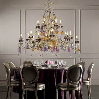 Italian Murano Glass Fruit And Bohemian Crystal Chandelier