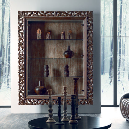 Italian Oak Wall Hanging Display Cabinet