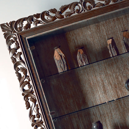 Italian Oak Wall Hanging Display Cabinet