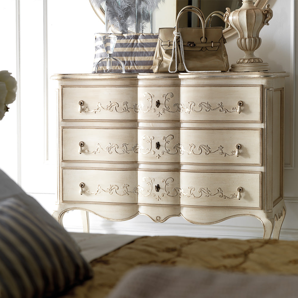 Italian Ornate Chest of Drawers and Mirror Set