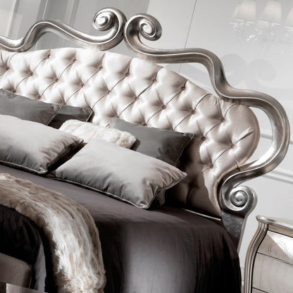 Italian Ornate Luxury Silver Leaf Bed