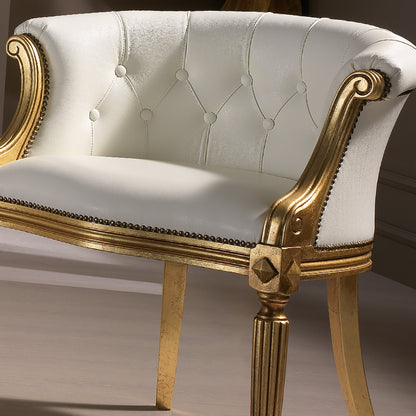 Italian White Leather Louis XV Style Armchair