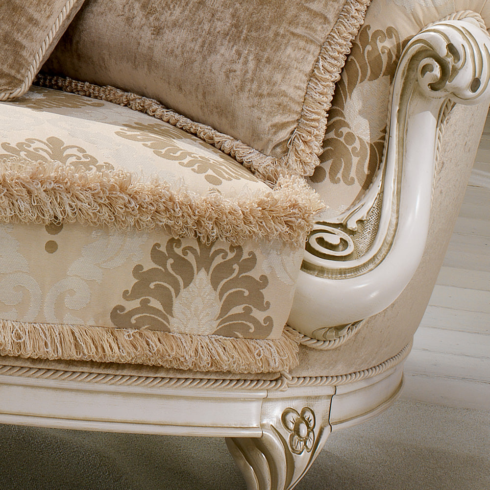 Italian Ivory Lacquered Baroque Style Sofa