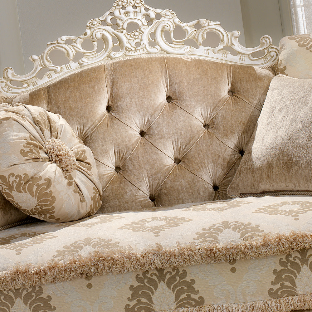 Italian Ivory Lacquered Baroque Style Sofa