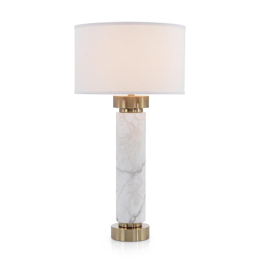 John Richard Alabaster And Coffee Bronze Table Lamp